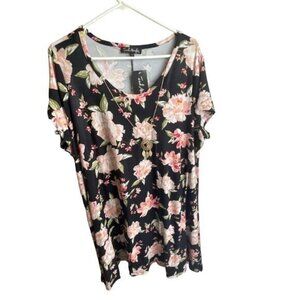 French Atmosphere Black Dress w/ Attached Necklace Size 3X NWT #3220